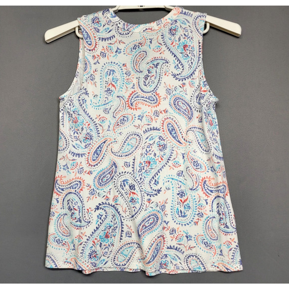 Croft & Barrow Paisley Tank Top Womens S White V-Neck Sleeveless Floral Cottage - Picture 8 of 9